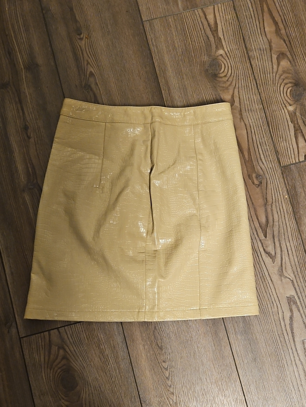 Women's Faux Croc Mini Skirt in Beige
